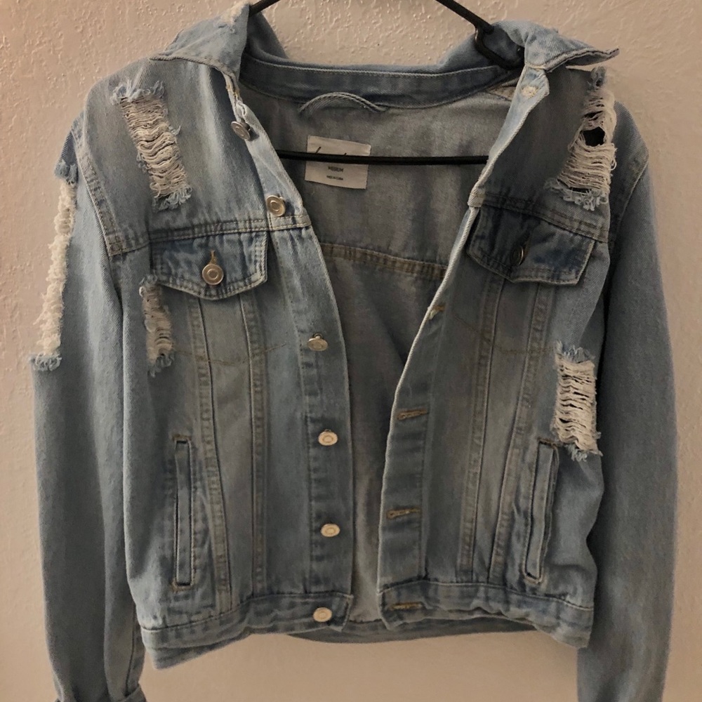 Love Tree Distressed Denim Jacket